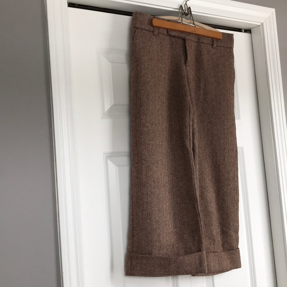 Cropped wide-leg wool pants